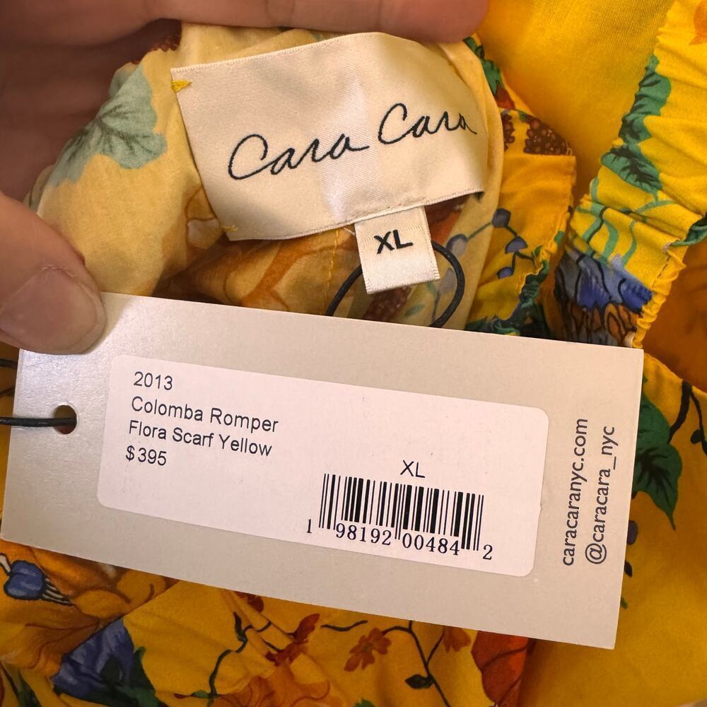 NWT Cara Cara Columba Floral Print Cotton Poplin Playsuit Jumper Yellow Sz XL - Picture 11 of 12